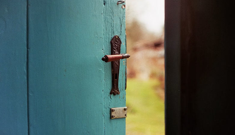 An old door opening.